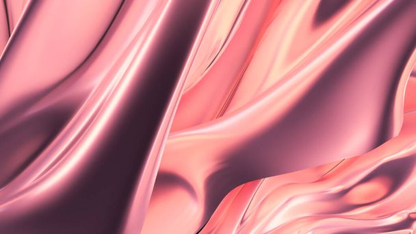 Luxurious pink background with satin drapery. 3d rendering, 3d illustration. - Fotografie, Obrázek