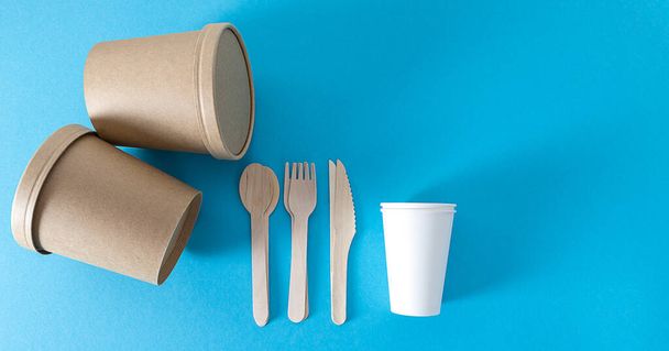 Koncept stravování a recyklace. Žádný plast - Fotografie, Obrázek