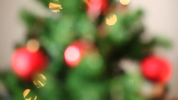renkli ışıklar efektleri, Noel ağacı arka plan - Video, Çekim