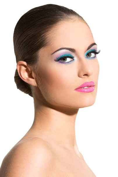 Cute, attractive woman with colorful makeup - Photo, image