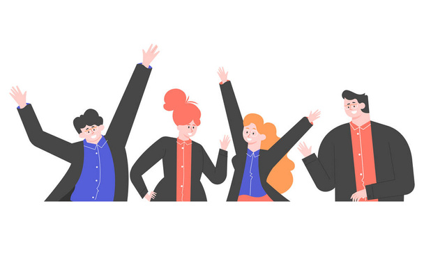 Group of happy business people in business suits. - Vector, Image