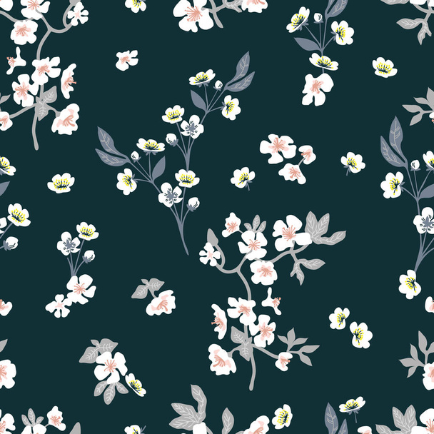 Seamless print with blooming cherry. - Vecteur, image