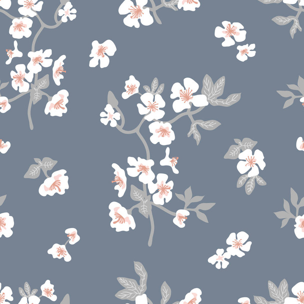 Seamless print with blooming cherry. - Vector, imagen