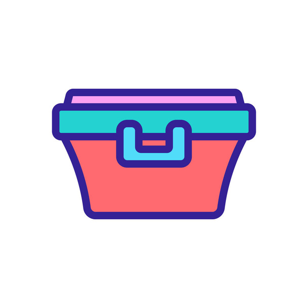 kontejner na jídlo s ikonovým vektorem západky. nádoba na jídlo se západkou na rukojeti. ilustrace barevného symbolu - Vektor, obrázek