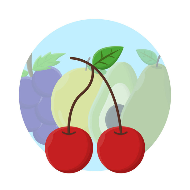 icône de fruit de cerise vecteur design - Vecteur, image