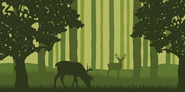wilde dieren eland in groen bos natuur landschap - Vector, afbeelding