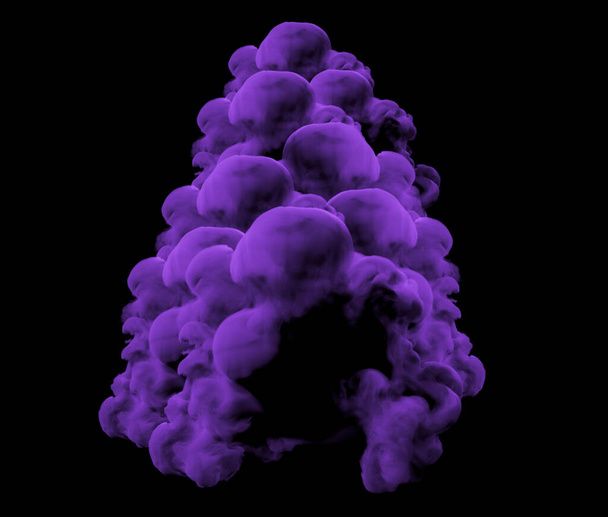 Purple smoke on a black background. 3d rendering, 3d illustration. - Фото, изображение