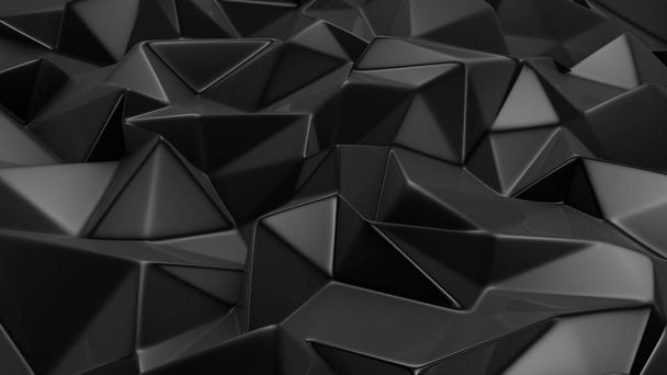 Üçgenli siyah kristal arka plan. 3d görüntüleme, 3d illüstrasyon. - Fotoğraf, Görsel