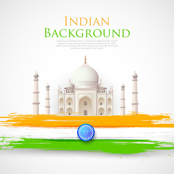 Taj Mahal with Tricolor India Flag - Vector, Image