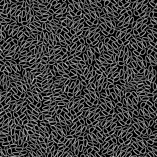 Semena, rýže, kadeře. Jednoduchý bezproblémový černobílý vzor. Skandinávský styl, design pro tapety, textilie, textil, balicí papír. - Fotografie, Obrázek