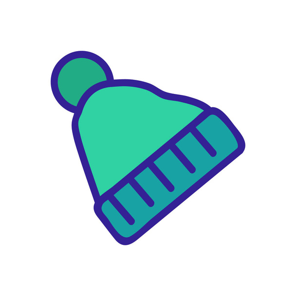hat with pompom with horizontal lapel stripes angled view icon vector. hat with pompom with horizontal lapel stripes angled view sign. color symbol illustration - Vector, Image