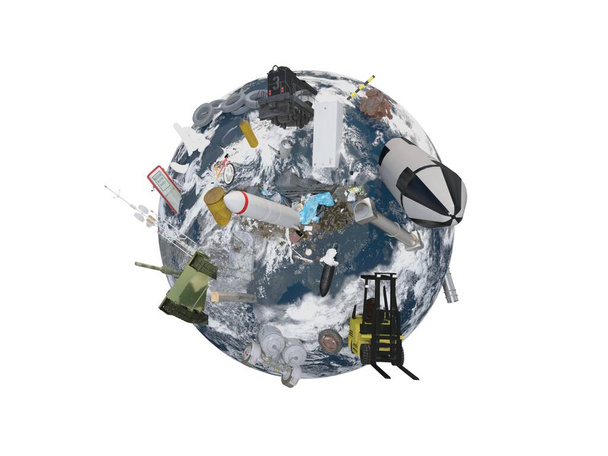 tour de la guerre de pollution de la terre sur fond blanc - rendu 3D
 - Photo, image