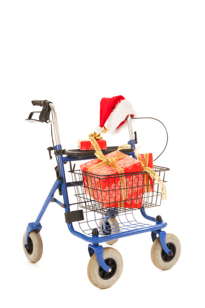 Blue walker with Christmas gifts - Foto, Imagem