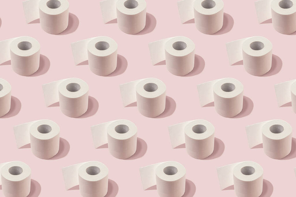 Creative layout of toilet paper rolls. Minimal Coronavirus outbreak. Panic concept. - Foto, Imagen