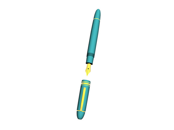 caneta-tinteiro de tinta verde com tampa
 - Foto, Imagem