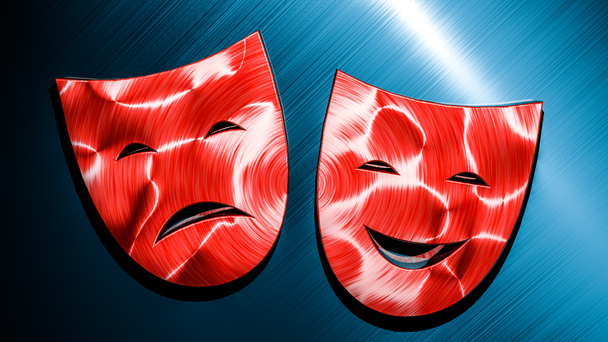 μάσκες του θεάτρου κόκκινο - μπλε - Φωτογραφία, εικόνα