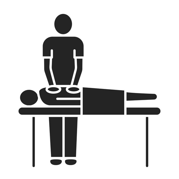 Procédure de massage glyphe icône noire. Physiothérapie. Élément vectoriel isolé
. - Vecteur, image