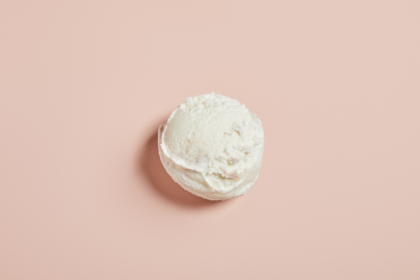 top view of fresh tasty ice cream ball on pink background - Photo, image