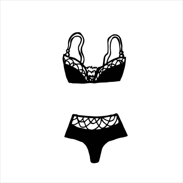 Free Vector  Lace lingerie and swimwear set. vector illustrations of  womens underwear of different shapes and colors. cartoon bra bikini panty  knickers string briefs isolated on white. shopping, fashion concept