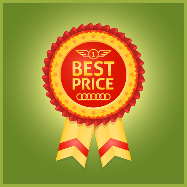 Best price red label on green - Вектор, зображення