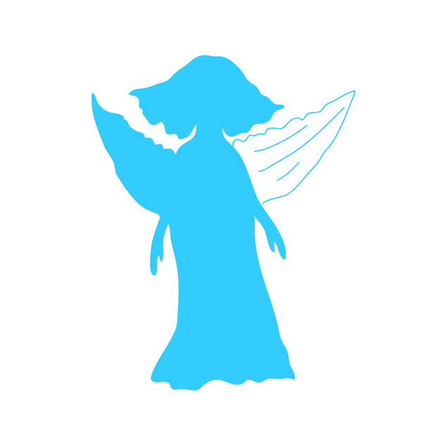 Cute angel figure silhouette. Funny religious cartoon character. Vector illustration - Vector, Image