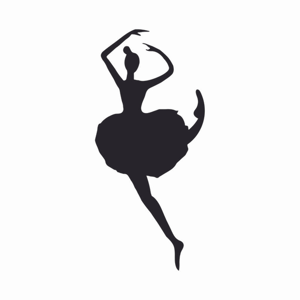 Μπαλαρίνα μαύρη σιλουέτα σε λευκό φόντο. Κορίτσι του μπαλέτου. Εικονογράφηση χορευτή. - Διάνυσμα, εικόνα