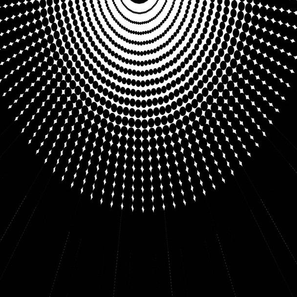 Abstract twisted black and white background. Distorted surface. Dotted stripes. Vector illustration. - Vector, Image
