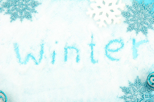 Winter background on snow, close up - Foto, Imagen