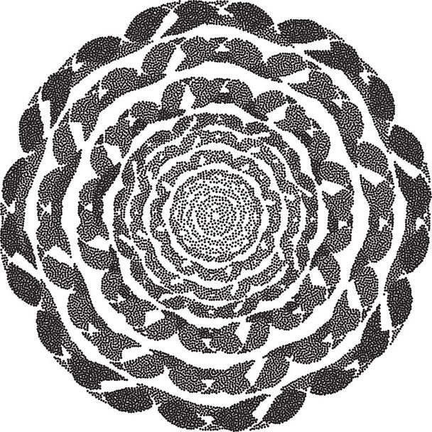 Gepunktetes Mandala-Design. Handgezeichnetes Spitzenornament im Kreis. - Vektor, Bild