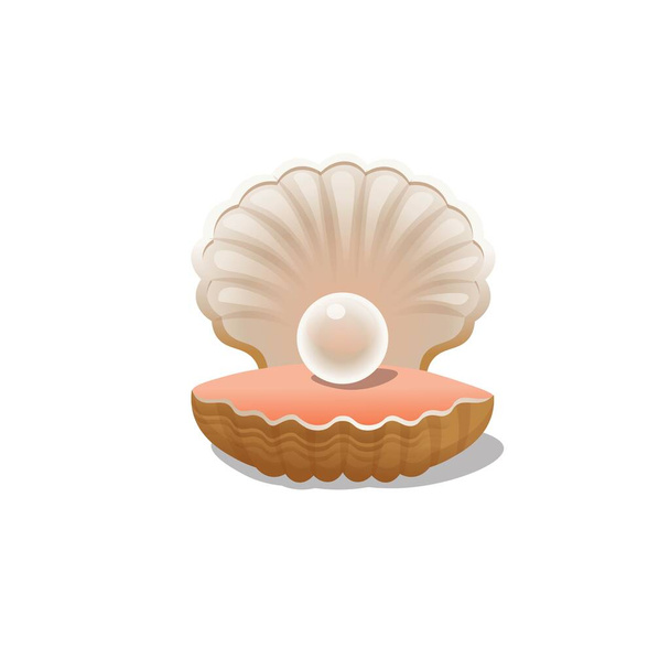  Cartoon a pearl shell on a white background. Vector illustration. - Vector, Image