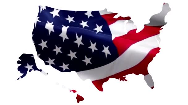 Mappa degli Stati Uniti sullo sfondo del gradiente video della bandiera USA. 3d United States American Flag Slow Motion video. Bandiere americane americane da vicino. US US Flag Motion Loop Risoluzione HD Sfondo USA. USA flag Primo piano video per il Memorial Patriot Day - Filmati, video