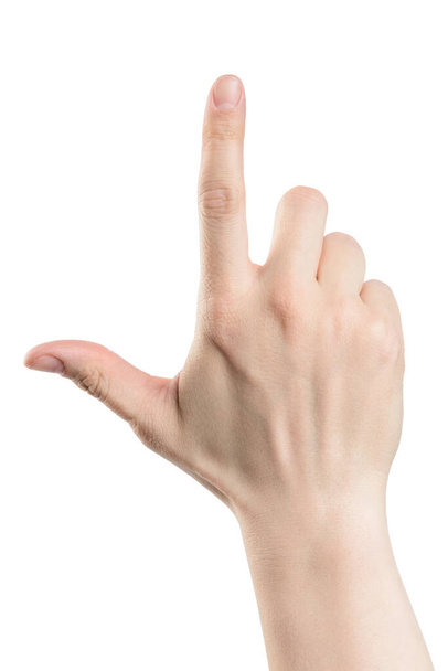 ανδρική πινακίδα χειρός, απομονωμένη με μονοπάτι απόληξης σε λευκό φόντο - Φωτογραφία, εικόνα