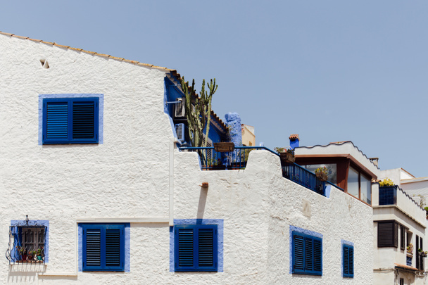 Κάκτος στο σπίτι βεράντα με καθαρό ουρανό στο παρασκήνιο, Καταλονία, Ισπανία  - Φωτογραφία, εικόνα