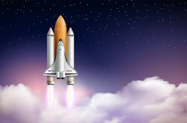 Rocket Launch Realistische Samenstelling - Vector, afbeelding