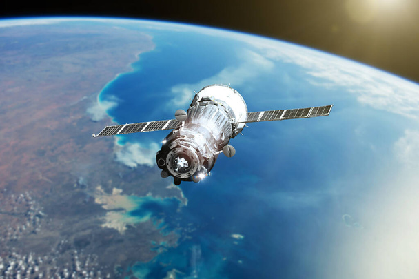 Планета Земля. Запуск космического корабля в космос. Элементы этого изображения предоставлены НАСА
. - Фото, изображение