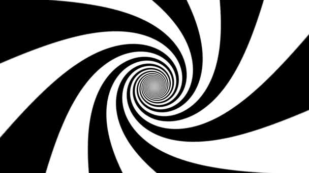 Fekete-fehér spirál örvény pszichedelikus hipnotikus optikai illúzió - 4K zökkenőmentes hurok mozgás háttér animáció - Felvétel, videó