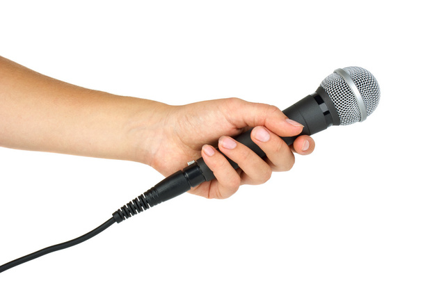 Hand holding microphone - Foto, afbeelding