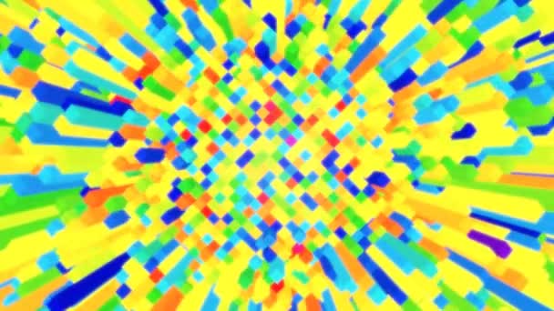 Multicolored Cel Shaded Toon Cube Field Randomly Moving Up and Down - 4K Seamless Loop Motion Háttér Animáció - Felvétel, videó