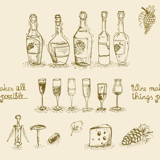 Набір пляшок і келихів для вина
 - Вектор, зображення