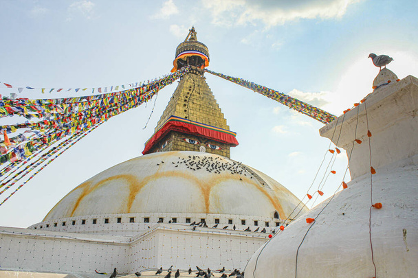 διάσημη στούπα στο Bodnath, Κατμαντού, Νεπάλ - Φωτογραφία, εικόνα