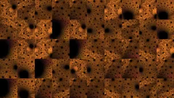 Abstract video of mosaic textures from fragments of a red spongy fractal image. Background design. Backdrop. Wallpaper. - Footage, Video