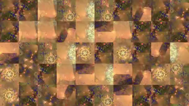 Vidéo abstraite de textures mosaïques d'éléments d'une image fractale multicolore orange. Conception de fond. En toile de fond. Papier peint
. - Séquence, vidéo