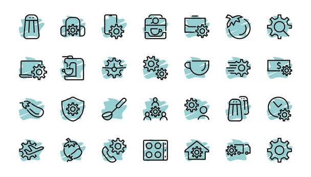 A simple set of settings and options related to Vector Line Icons. Contains icons such as set time, business, phone, and more. Editable Stroke.. 480x480 - Vector, Image
