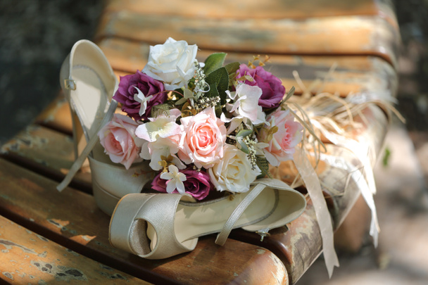 bridal shoe and diamond composition - Photo, Image
