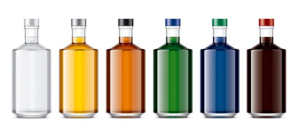 Üvegek készlete. Változat színes italokkal. 3D-s renderelés  - Fotó, kép