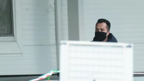 Masked person buyer walk in store on street corona virus. Man protected covid-19 - Felvétel, videó