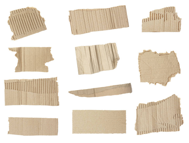 Set of torn cardboard pieces on white background - Fotó, kép