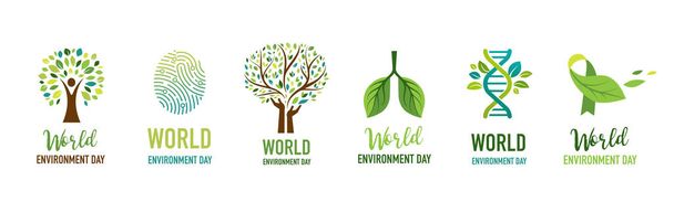 Giornata mondiale dell'ambiente, vai progettazione concetto verde. Illustrazione vettoriale - Vettoriali, immagini