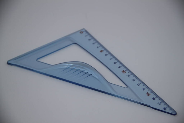 blue ruler on white background - Photo, Image