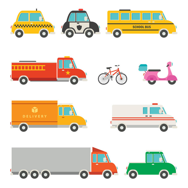 Set Of Various Cartoon Vehicles - Vector, imagen